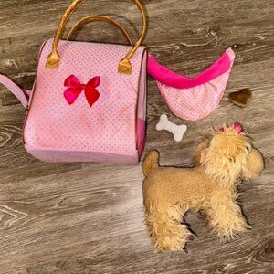 Pucci Pups Cocker Spaniel dog Battat. Carrier purse bag & accessories. VGUC